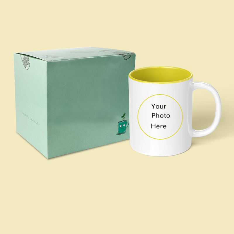 Custom Printed Yellow Interior Color Mug